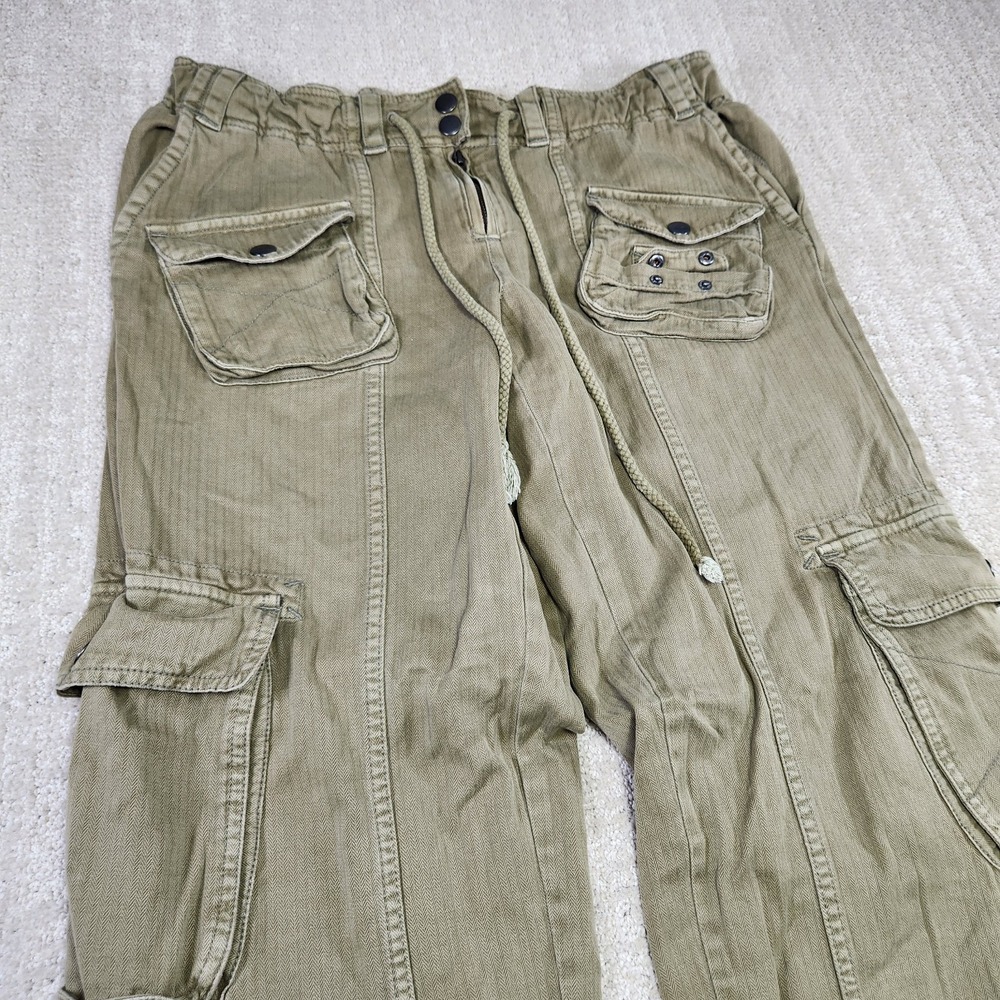 Free People Pants Women XS Tahiti Pull On Cargo Green Baggy Heritage Paratrooper - Picture 2 of 12